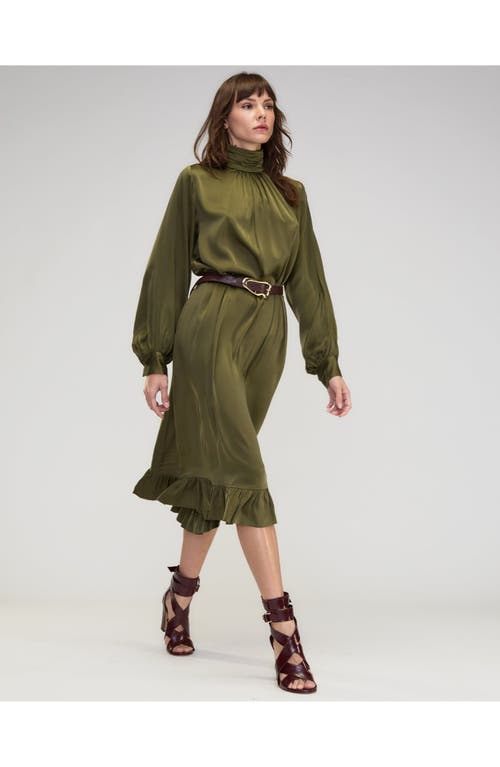 Cynthia Rowley Monroe Silk Charmeuse Dress In Dark_olive