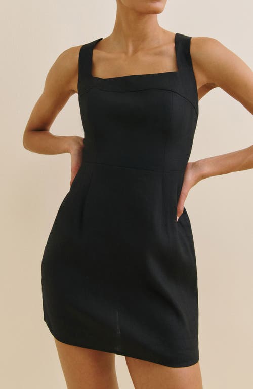 Reformation Celosia Sleeveless Linen Minidress In Black