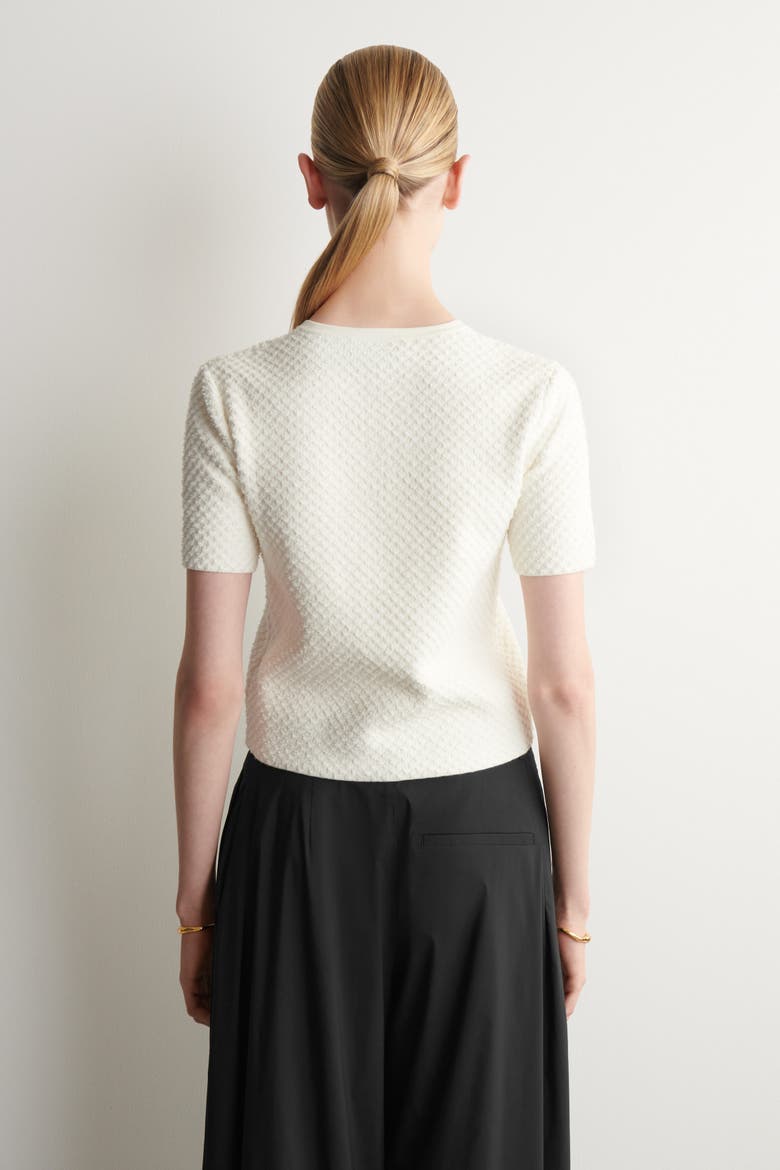Jacquard-knit Henley T-shirt, Alternate, color, CREAM