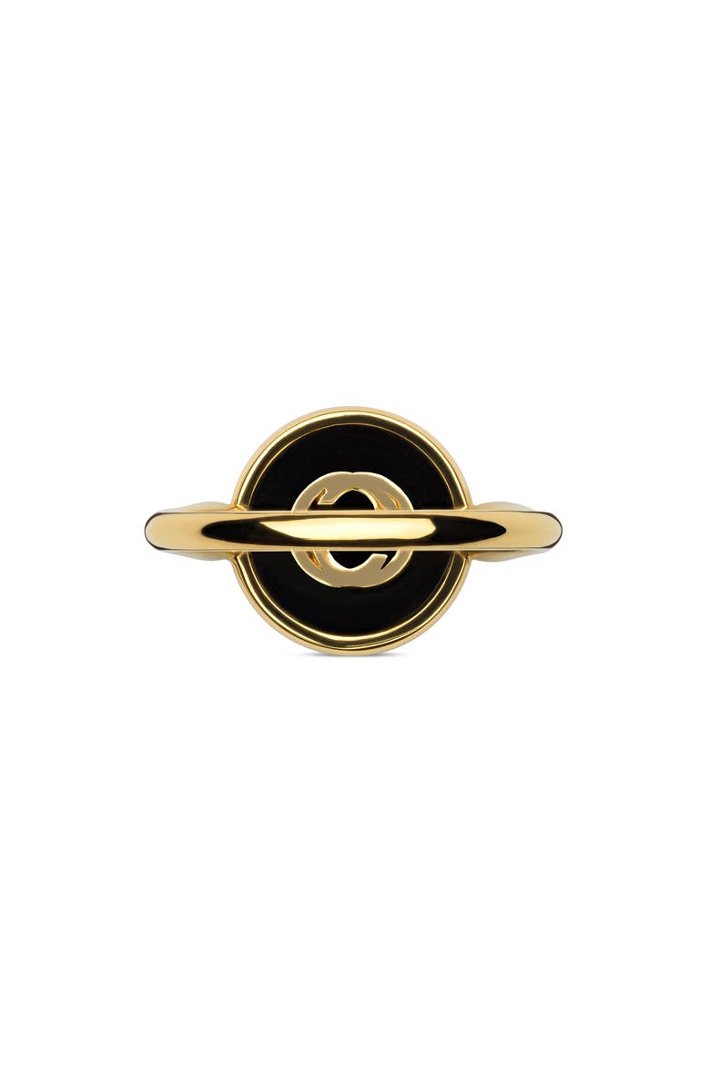 Interlocking-G Black Onyx & Diamond Ring, Alternate, color, YELLOW GOLD