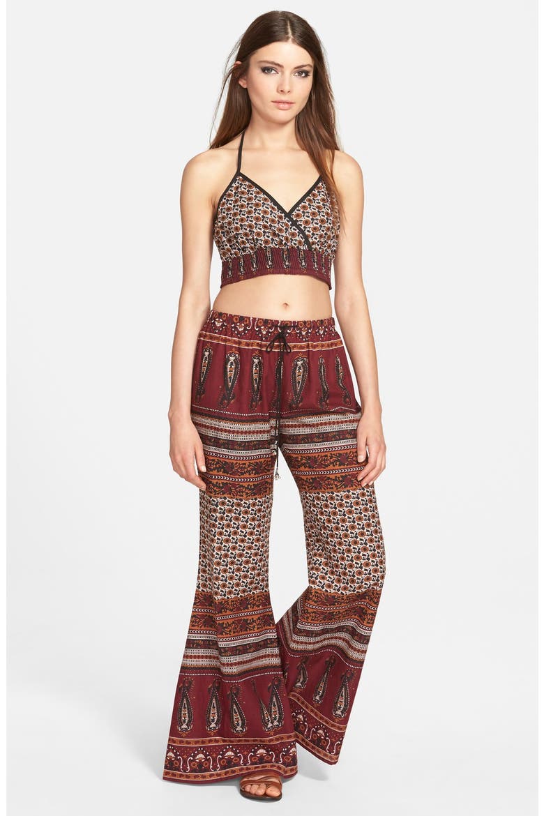 Gauzy Wide Leg Pants, Alternate, color, BURGUNDY