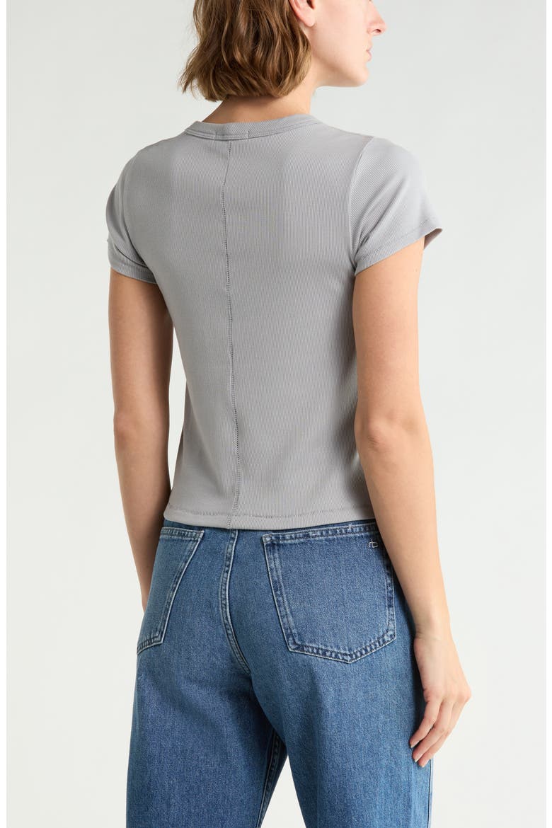 Essie Crewneck Ribbed Crop T-Shirt, Alternate, color, GREY