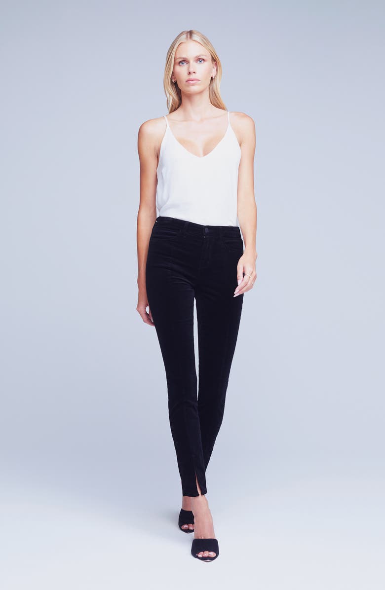 L'AGENCE Jyothi High Waist Split Ankle Skinny Jeans, Alternate, color, Noir