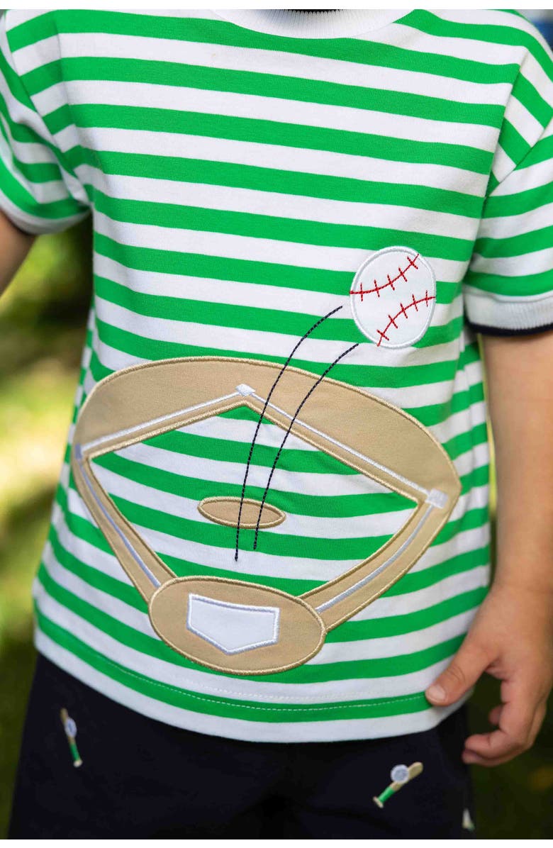 Florence Eiseman Knit Short Set With Baseball Field, Alternate, color, Green/Navy