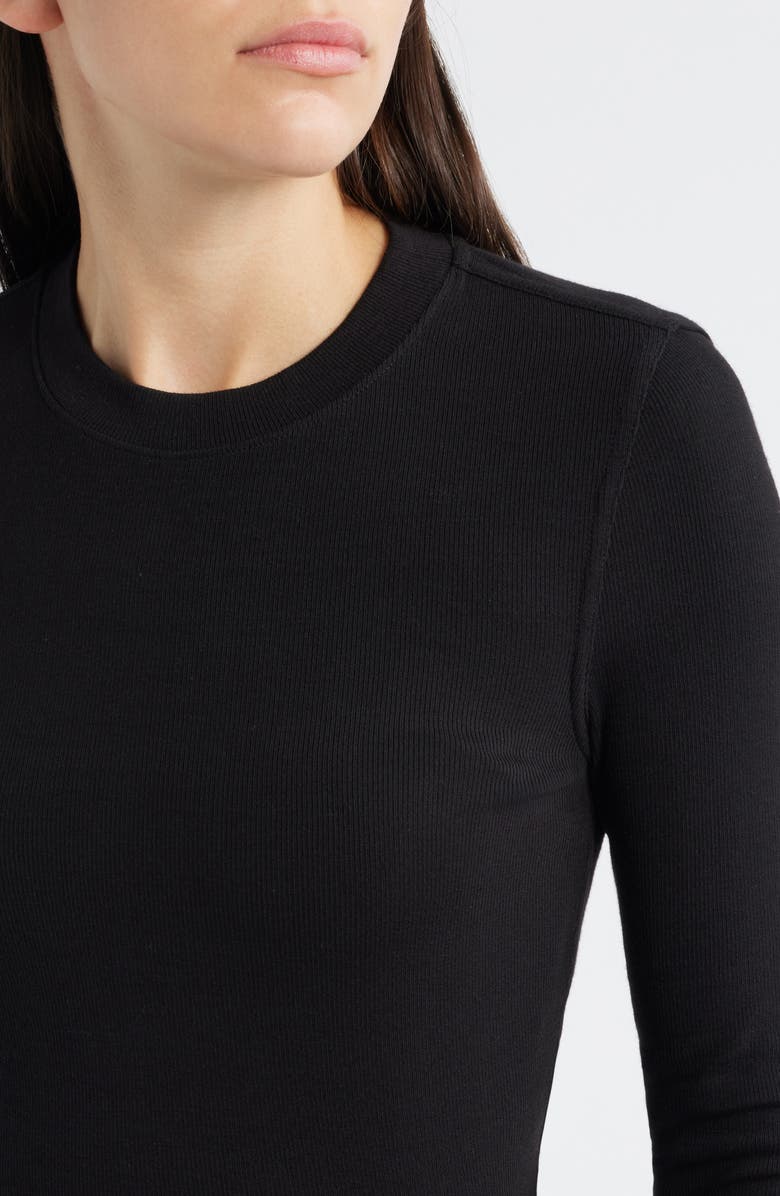 FRAME The Rib Crewneck Top, Alternate, color, Black