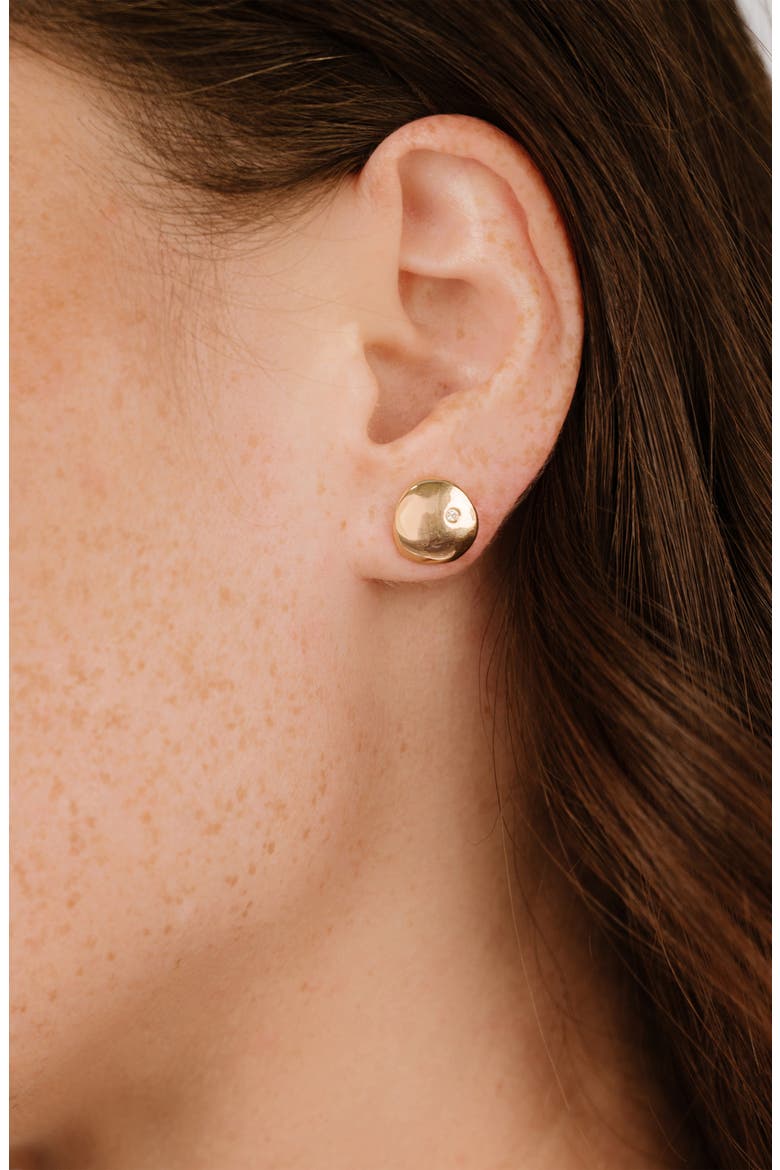 Polished Pebble Cubic Zirconia Stud Earrings, Alternate, color, GOLD