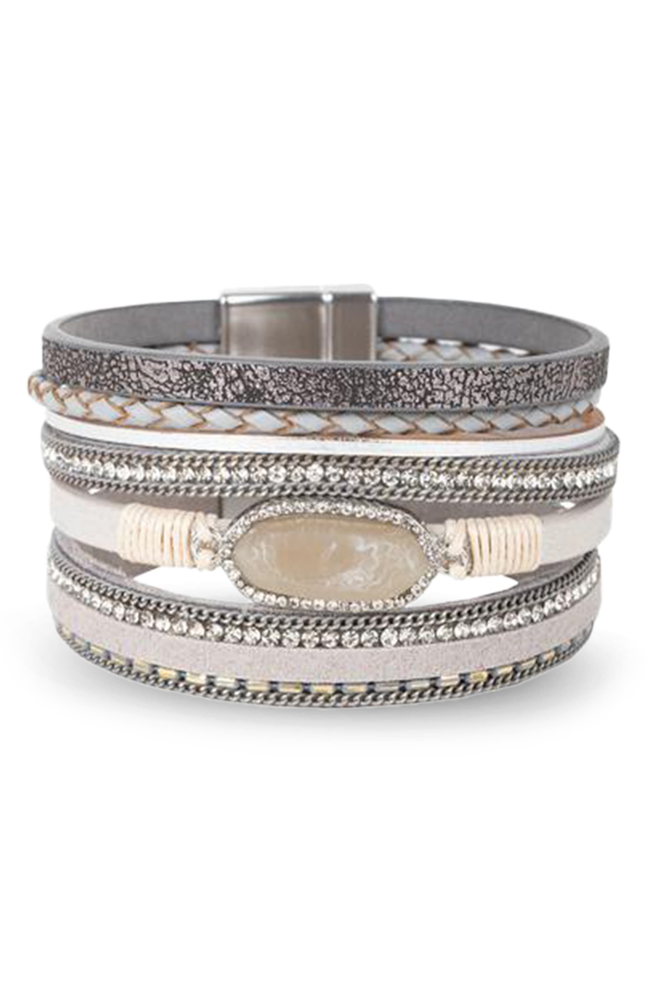SAACHI Stone Multi Layer Faux Leather Bracelet