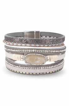 SAACHI Stone Multi Layer Faux Leather Bracelet