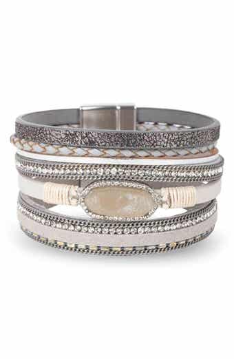 Stone Multi Layer Faux Leather Bracelet