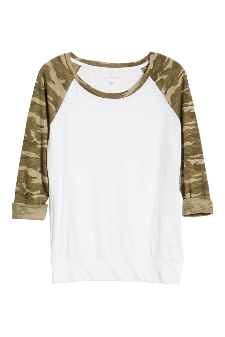 Lightweight Colorblock Cotton Tee, Alternate, color, WHITE- CAMO COMBO
