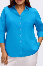 Foxcroft Mary Non-Iron Stretch Cotton Button-Up Shirt
