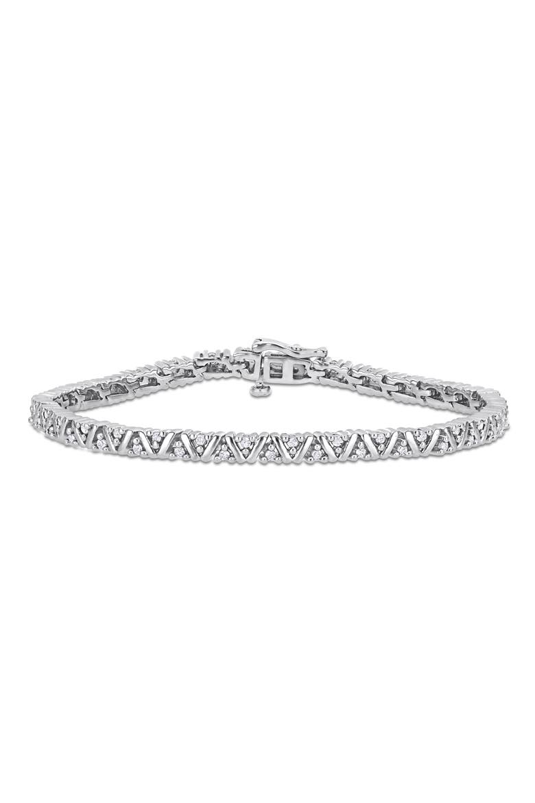 Sterling Silver Diamond Tennis Bracelet - 0.96ct., Main, color, WHITE