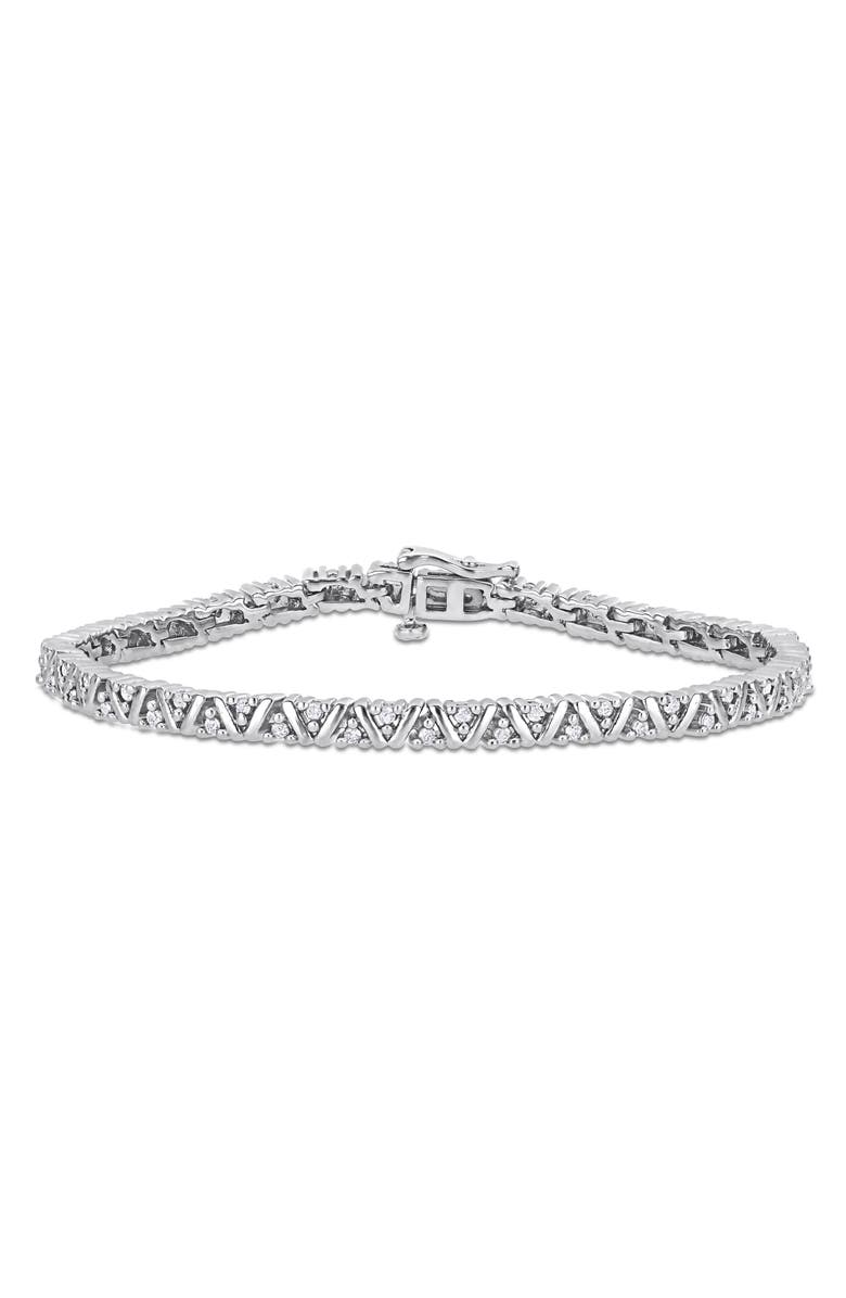 DELMAR Sterling Silver Diamond Tennis Bracelet - 0.96ct., Main, color, White