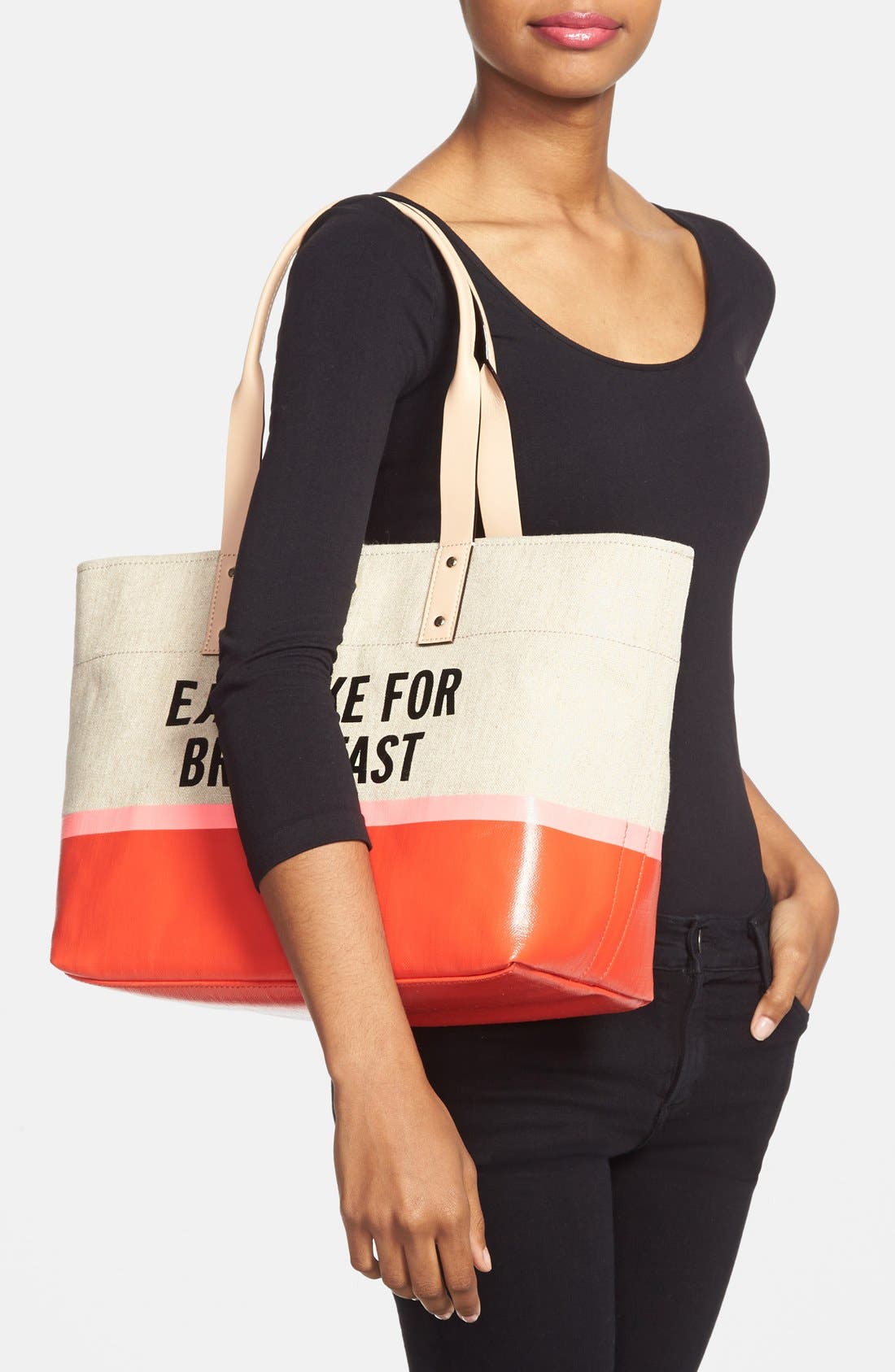 'word to the wise - francis' tote, Alternate, color, SURPRISE CORAL/ MARASCHINO