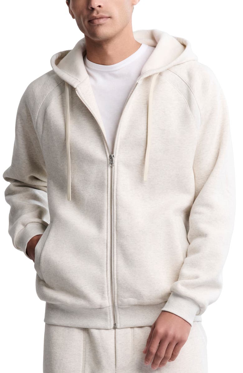Barefoot Dreams<sup>®</sup> Fleece Zip Hoodie, Main, color, Heather Cream
