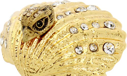 KURT GEIGER KURT GEIGER LONDON PAVÉ CRYSTAL EAGLE'S HEAD SHELL COCKTAIL RING 