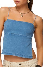 EDIKTED Conley Backless Denim Top