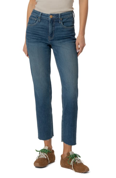 Rachael High Waist Raw Hem Crop Mom Jeans