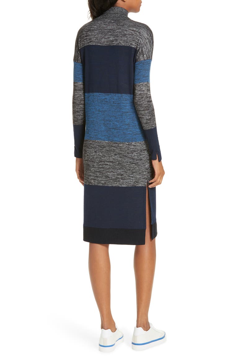 Bowery Stripe Turtleneck Sweater Dress, Alternate, color, BLUE STRIPE