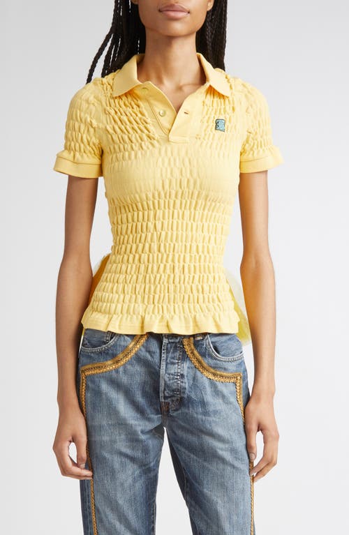 CONNER IVES Shirred Organic Cotton Piqué Bustle Polo in Yellow  product
