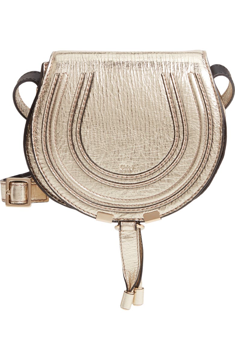Chloé Mini Marcie Metallic Leather Crossbody Bag, Main, color,