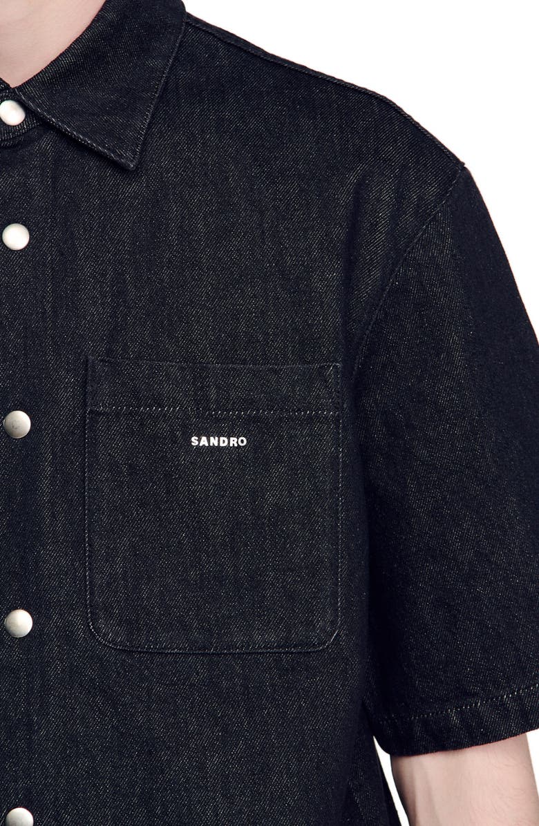 SANDRO Raw denim shirt, Alternate, color, 