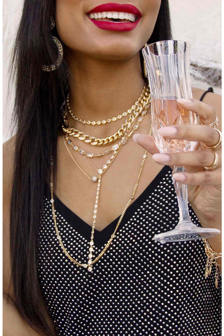 Chunky Crystal Chain Necklace, Alternate, color, GOLD