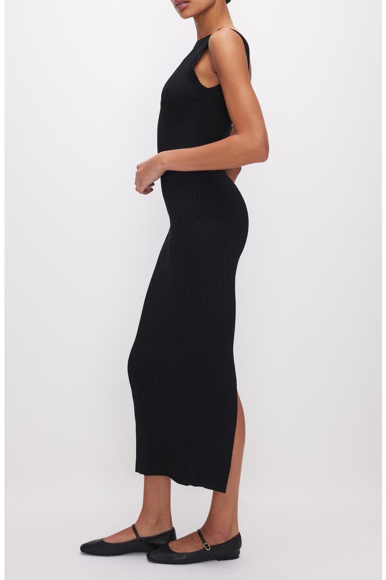 Shine Scoop Back Ribbed Tank Dress, Alternate, color, BLACK001