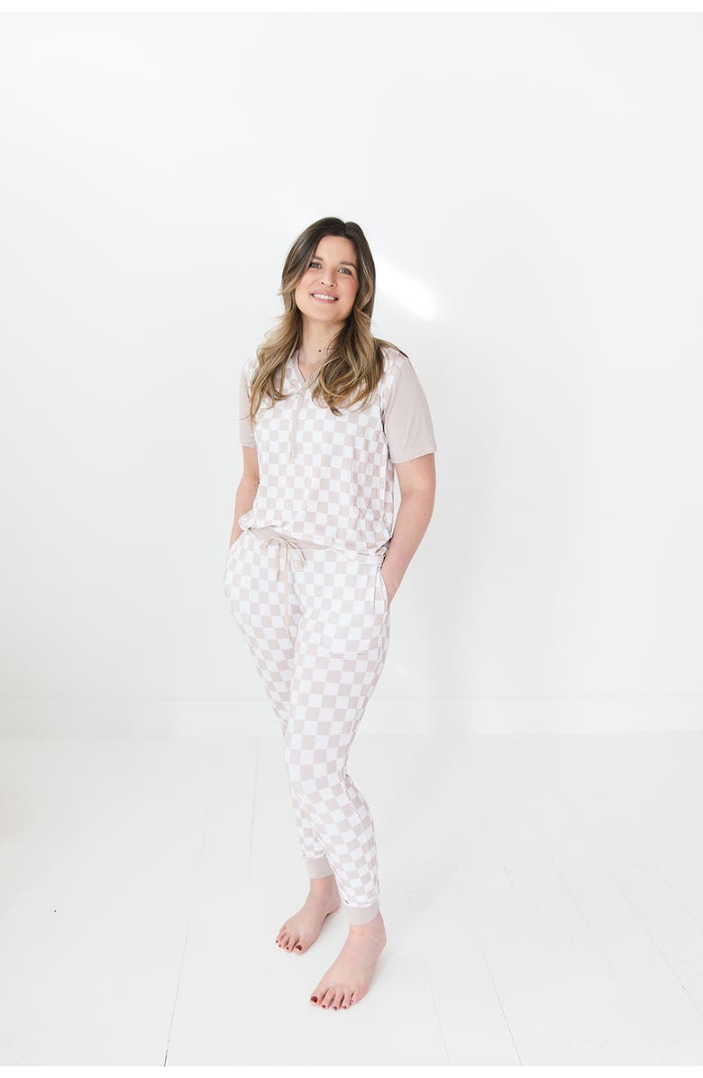 Charlie Lou Baby<sup>®</sup> Checkered Women's Pajama Set, Alternate, color, Beige & White