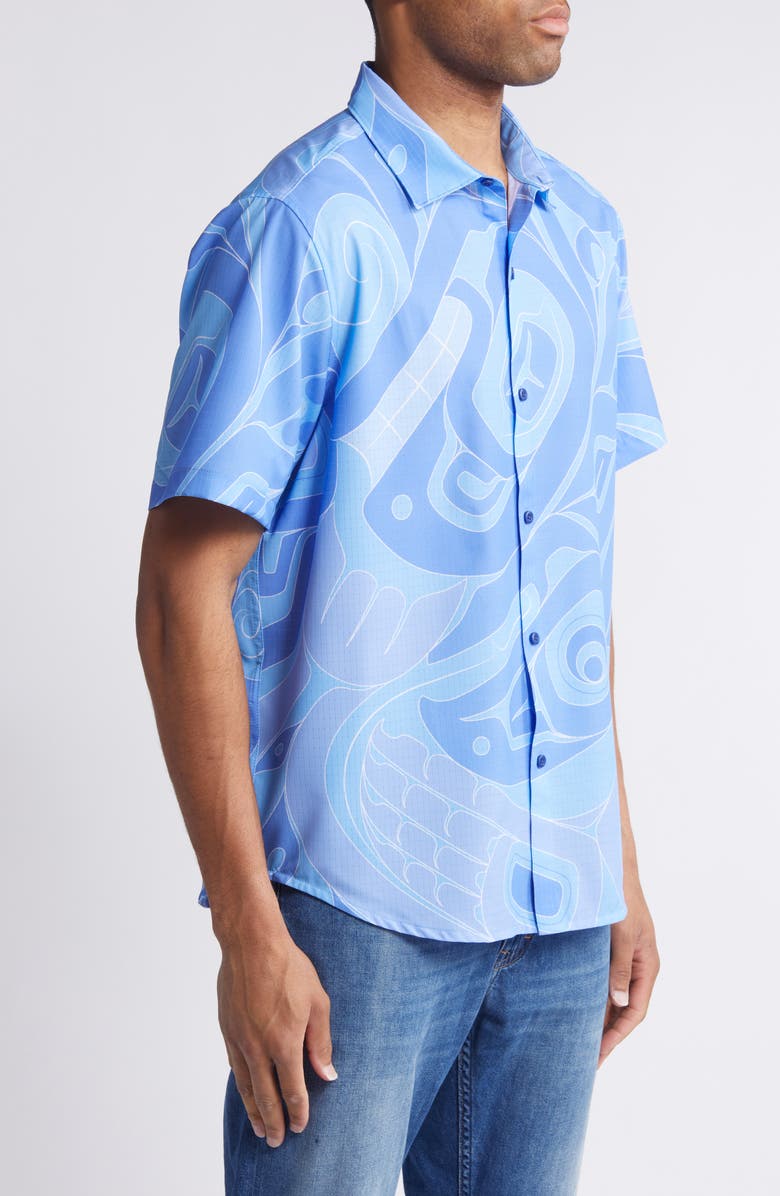 Tommy Bahama Bahama Coasts Ocean Life Short Sleeve Button-Up Shirt, Alternate, color, Cobalt Sea