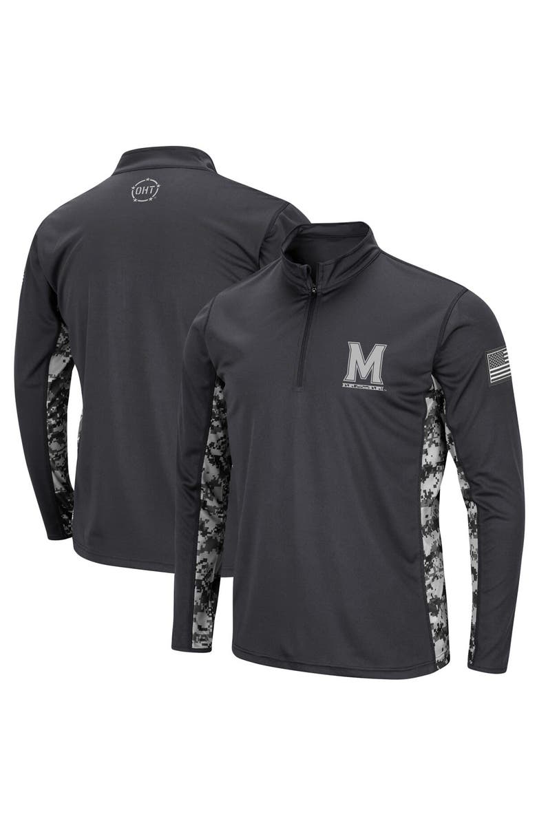 COLOSSEUM Men's Colosseum Charcoal Maryland Terrapins OHT Military Appreciation Digital Camo Lightweight Quarter-Zip Pullover, Main, color,