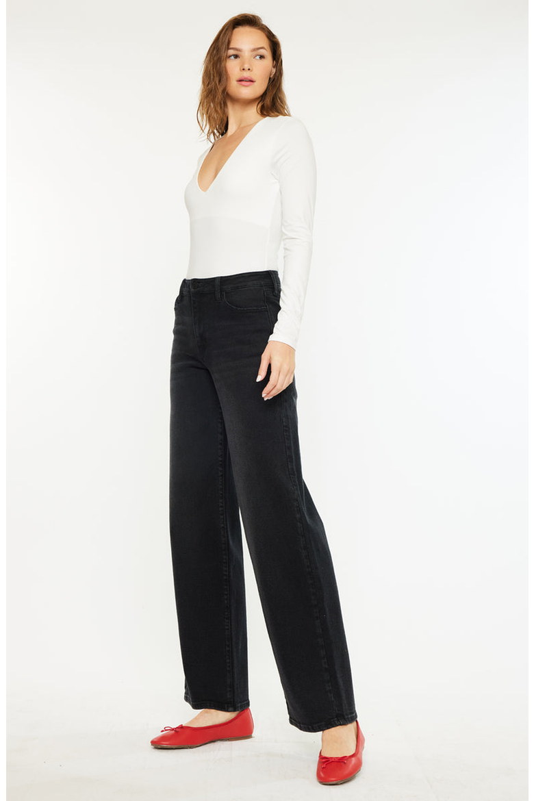 Cora High Rise Wide Jeans, Alternate, color, Black