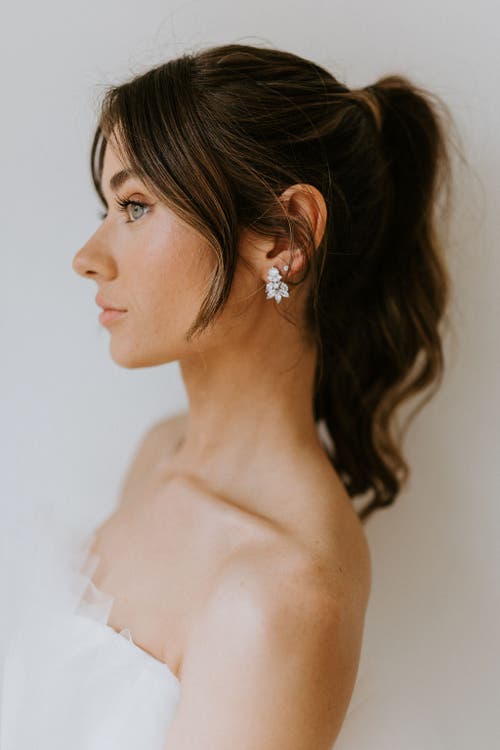 Untamed Petals Carla Crystal Stud Earrings In Metallic
