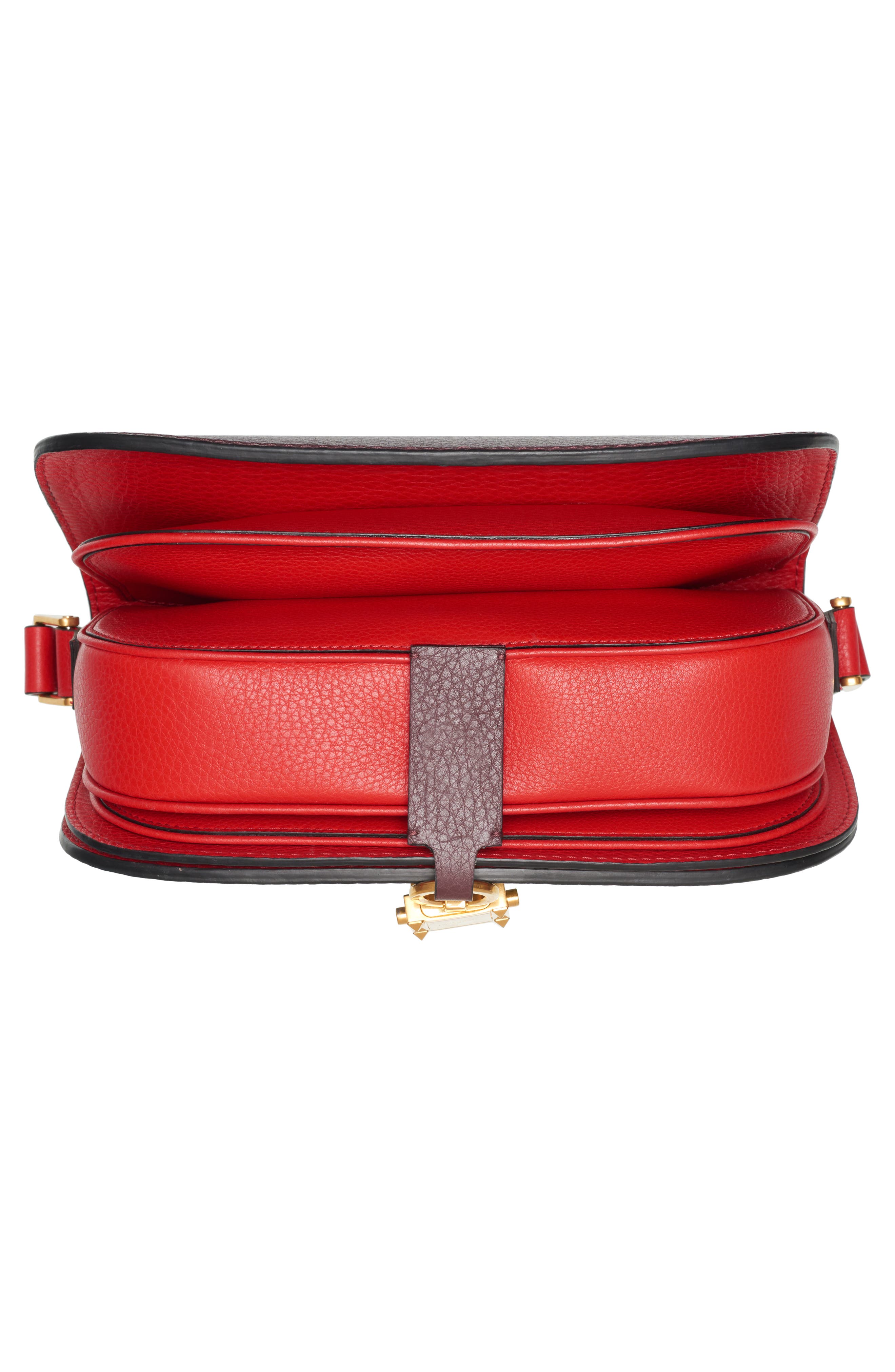 Valentino Garavani V-Locker Leather Saddle Bag, Alternate, color, 
