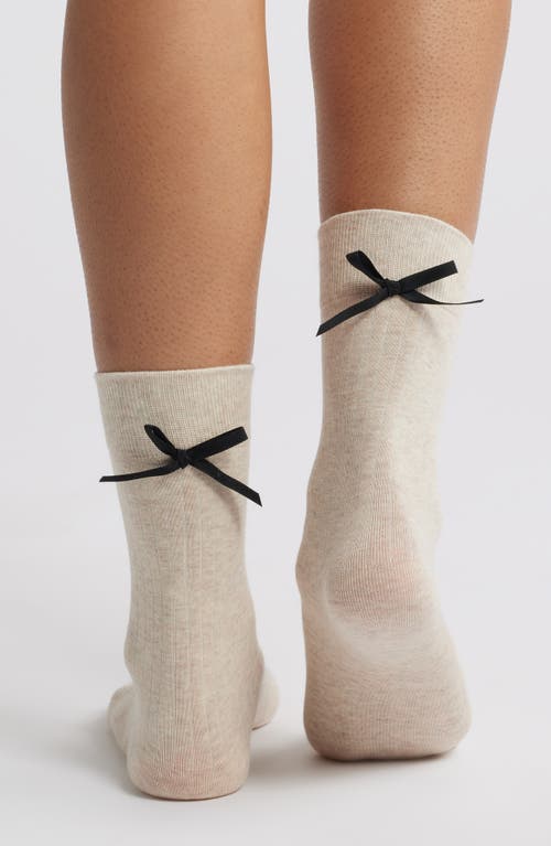 Casa Clara Amber Bow Crew Socks In Oatmeal
