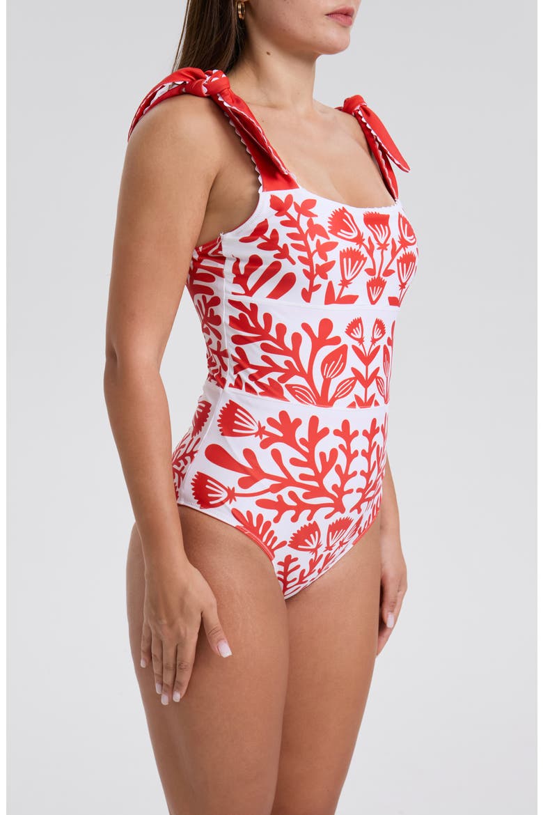 Red Coral Reversible One-Piece Swimsuit, Alternate, color, Red