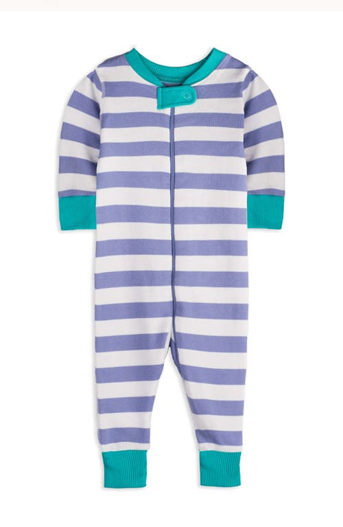 Mightly 100% Organic Cotton Stripe Snug Fit Baby Pajamas In Peri Stripe