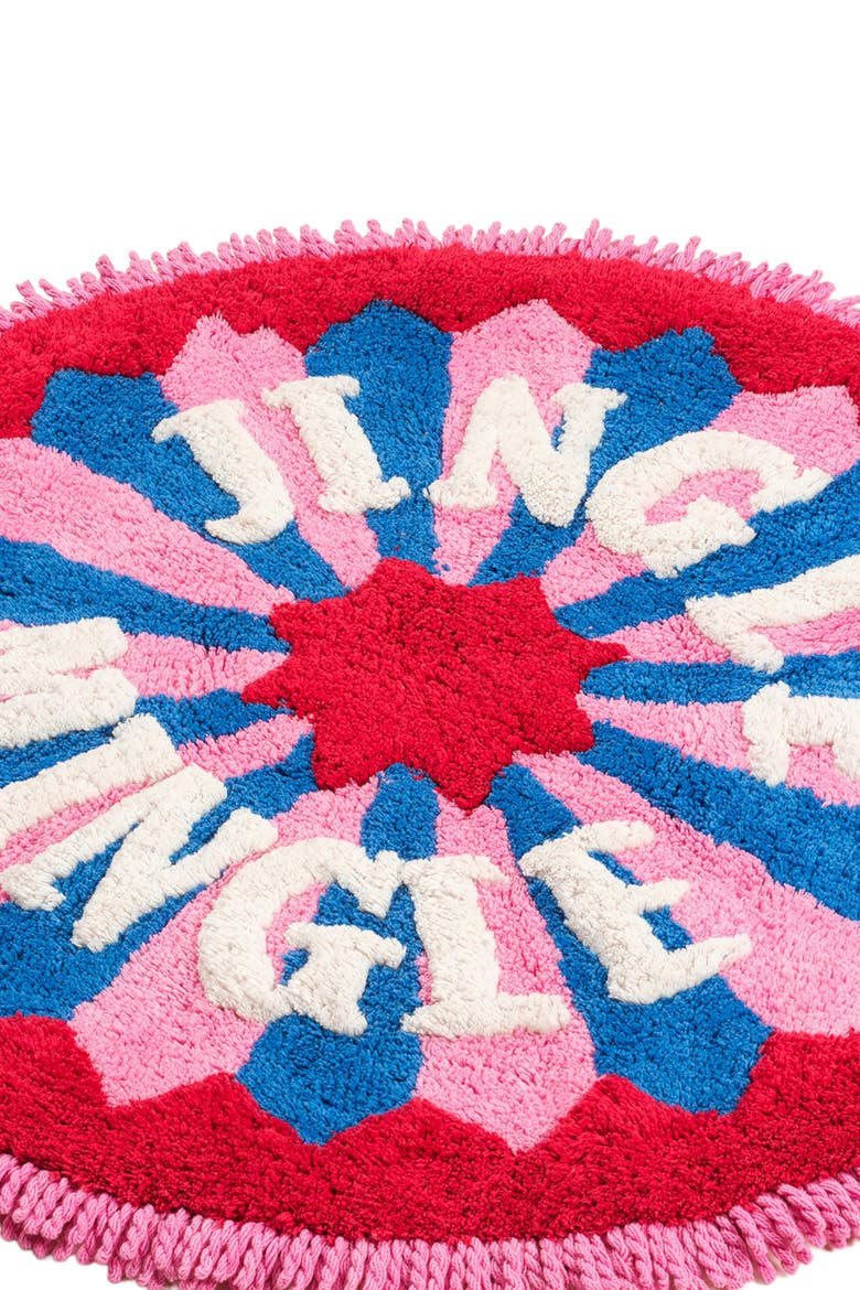 Punjab 100% Cotton Bath Mat 28 In Jingle, Alternate, color, Red