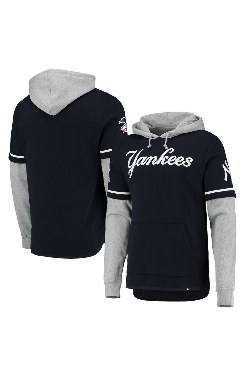 '47 Men's '47 Navy New York Yankees Trifecta Shortstop Pullover Hoodie, Main, color, 