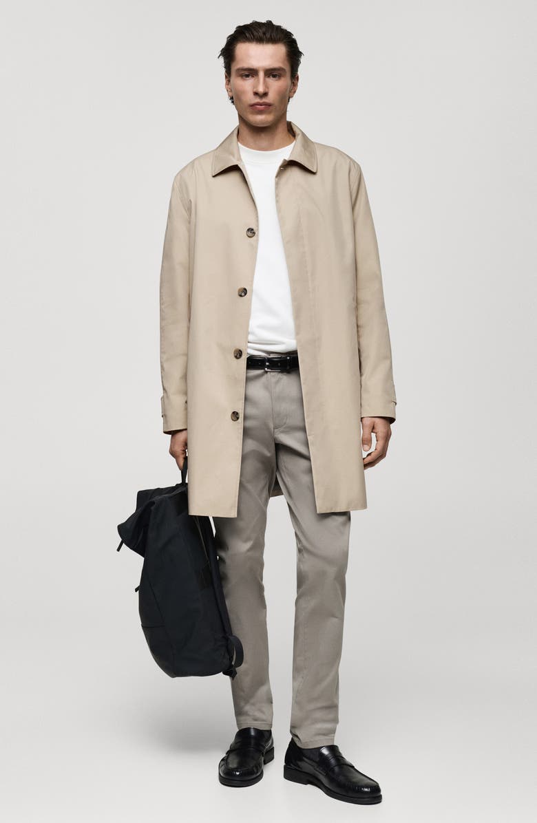 MANGO Classic Water Repellent Trench Coat, Alternate, color, 