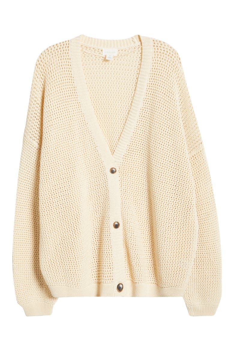 Open Stitch Cotton Cardigan, Alternate, color, BEIGE BURNT