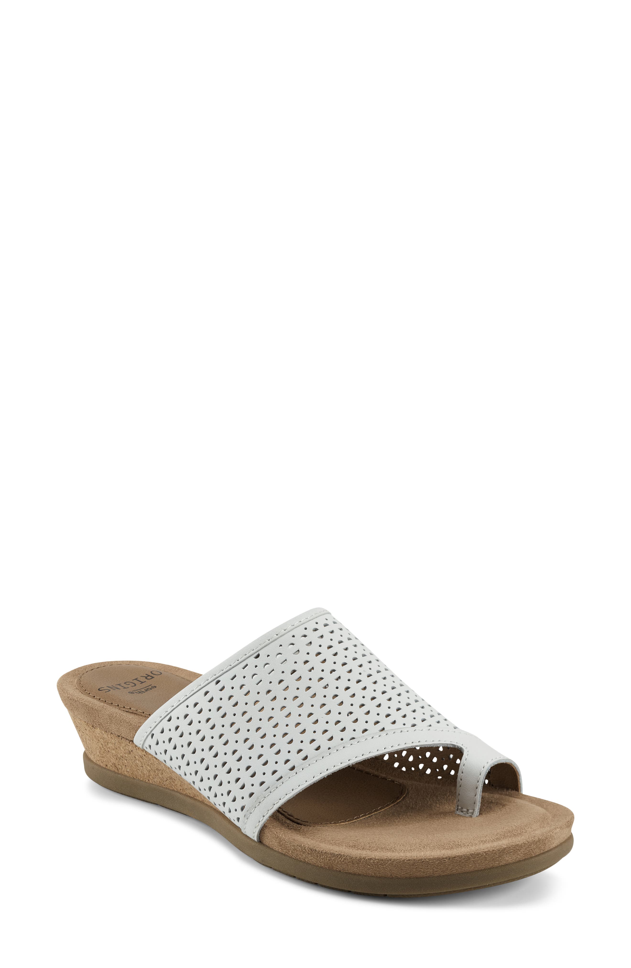 Wedge Slide Sandal, Main, color, WHITE LEATHER