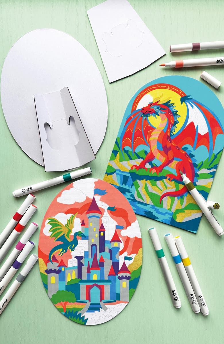 BRIGHT STRIPES Marker by Number Fierce Dragons Activity Set, Alternate, color,