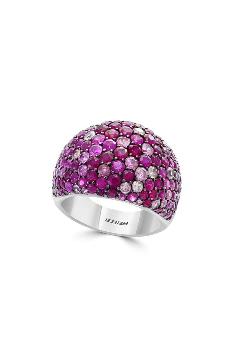 EFFY Sterling Silver Pavé Ruby Domed Ring, Main, color, Pink