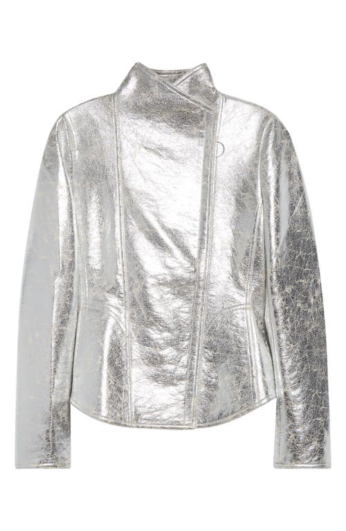 Akris Punto Metallic Leather Moto Jacket In Metallic