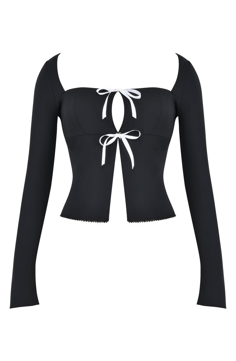 Mistress Rocks Embellished Front Tie Top, Alternate, color, Black