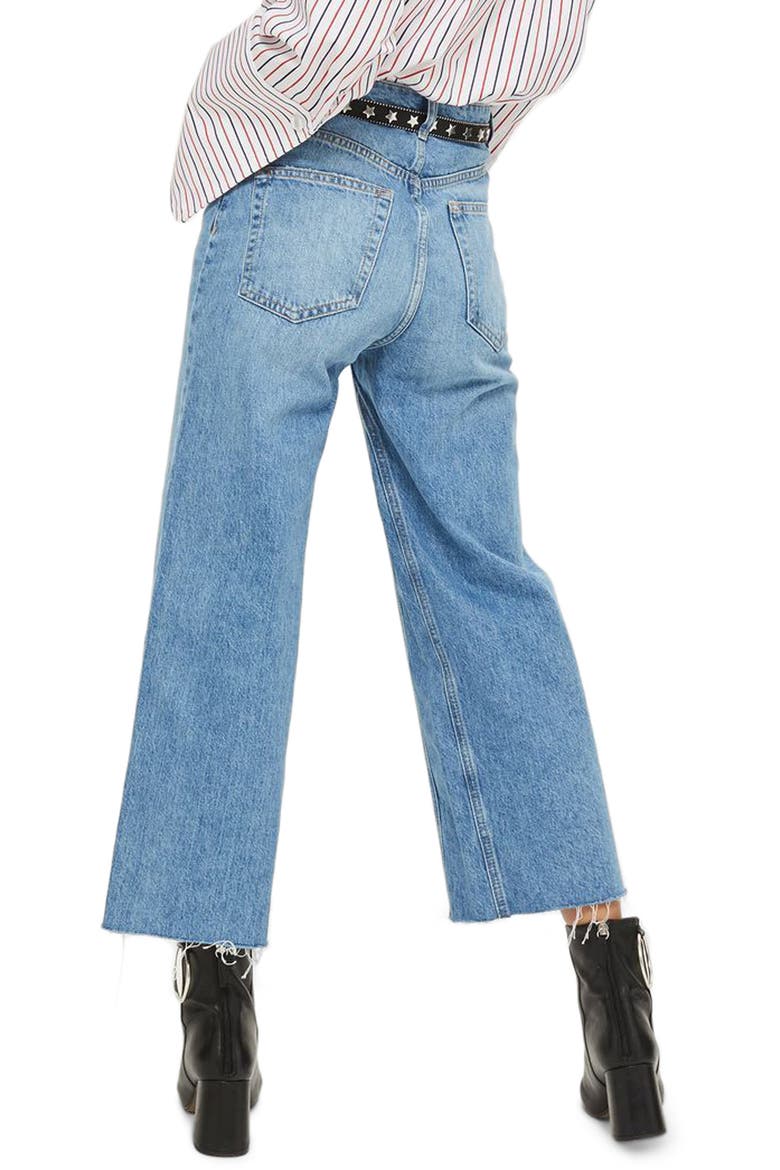 Crop Wide Leg Jeans, Alternate, color, MID BLUE