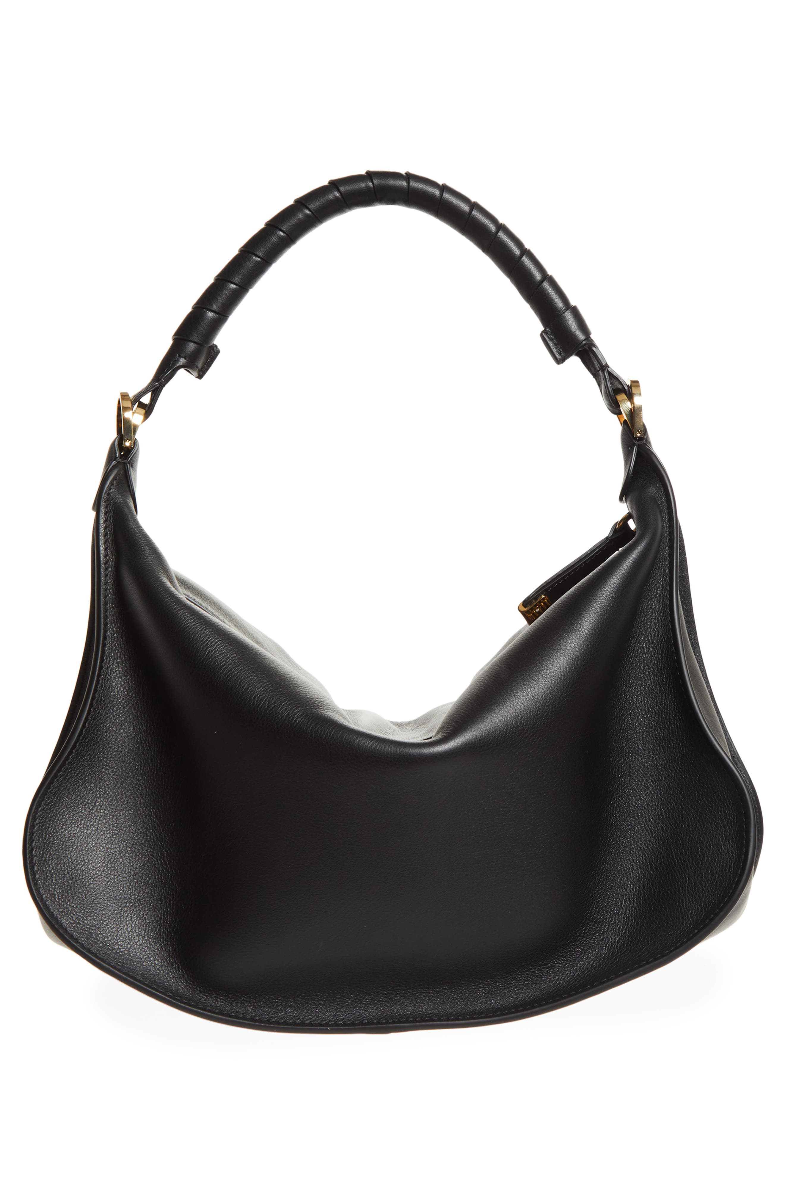 Chloé Small Marcie Leather Shoulder Bag, Alternate, color, Black
