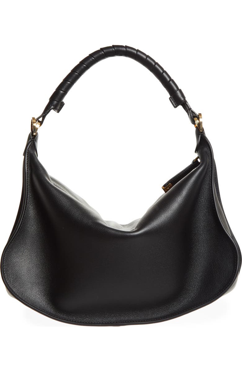Chloé Small Marcie Leather Shoulder Bag, Alternate, color, Black