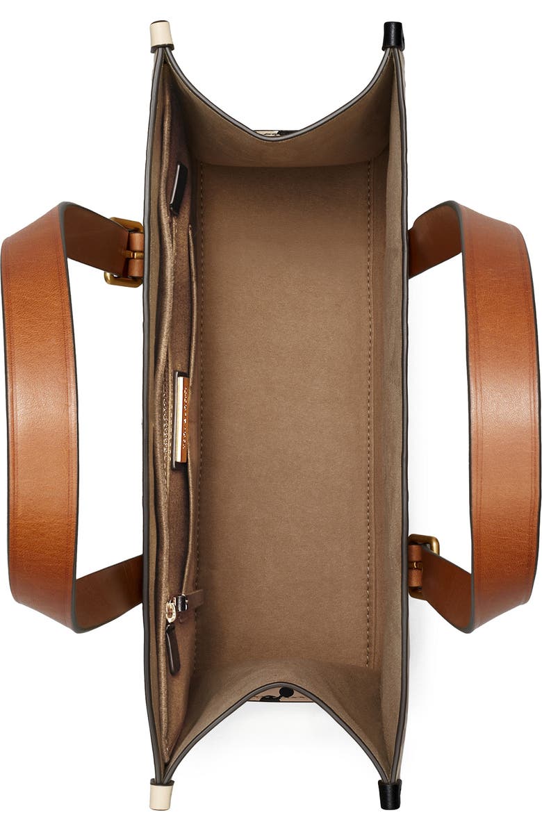 Tory Burch Small T Monogram Contrast Embossed Tote, Alternate, color,